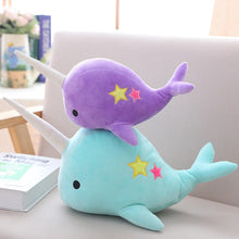 Load image into Gallery viewer, cute narwhal plush toy two sizes for comparison