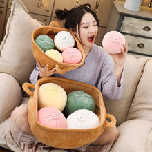 Load image into Gallery viewer, Simulation Food Plush Pillow Baozi Stuffed Toys Plush a Cage Of Buns Pillow Funny Toys for Children Girls Birthday Gifts
