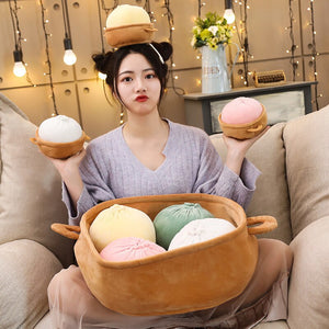 Simulation Food Plush Pillow Baozi Stuffed Toys Plush a Cage Of Buns Pillow Funny Toys for Children Girls Birthday Gifts