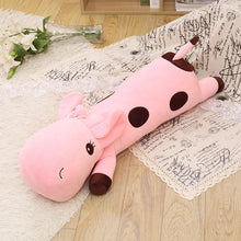 Load image into Gallery viewer, long giraffe fluffy stuffed animal yellow cute plush toy pink