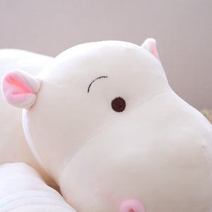 white enlarged plush hippo with down cotton