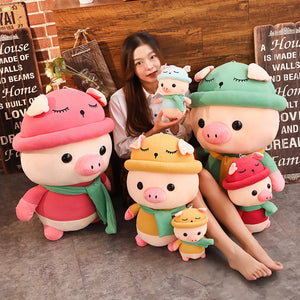 family of cute pig plushies