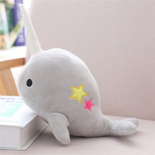 Load image into Gallery viewer, cute narwhal whale in the sea grey plush toy