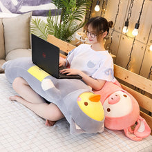 Load image into Gallery viewer, pink pig and yellow duck long pillow plushie