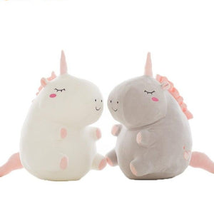 cute white and grey fat unicorn plush toy