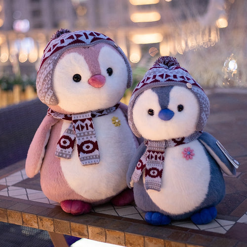 cute penguin in winter plush toy with bennie and scarf