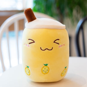 cute smiley pineapple yellow bubble tea plushie perfect present for your boba loving loved ones