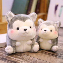Load image into Gallery viewer, big round and fat husky plushie and small round and fat husky plushie