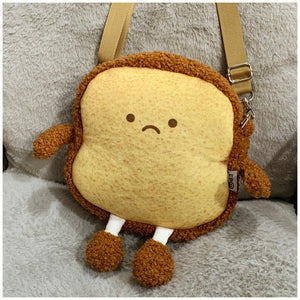 Simulation Kawaii Bread Toast Backpack Plush Toys Cute Plush Doll Soft Food Bag Back CushionPillow for Kids Girls Birthday Gifts