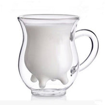 Load image into Gallery viewer, Glass Mugs Double Wall Glass mug, Bear cat dog animal Double-layer glass mug Coffee Cup, Christmas mug gift ,cute Tea Milk Cup