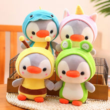 Load image into Gallery viewer, cute penguin dinosaur plushie, cute penguin unicorn plushie, cute penguin bee plushie, cute penguin frog plushie