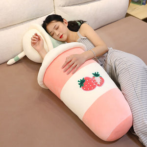 New Hot Real-Life Bubble Tea Plush Toy Stuffed Food Milk Soft Doll Fruit Cup Drink Pillow Cushion Kids Toys Friend Birthday Gift