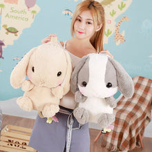 Load image into Gallery viewer, brown and grey stuffed cute bunny backpack