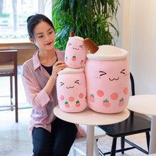 Load image into Gallery viewer, Cute strawberry pink colour boba tea plushie