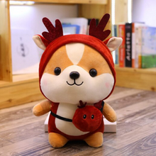 Load image into Gallery viewer, red reindeer dressed up shiba inu plushie