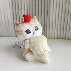 cute orange cat plushie eating ice cream pendant