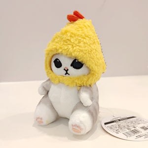 Cute white cat in chicken outfit plushie - the ultimate cozy and quirky cuddle buddy!