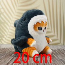 Load image into Gallery viewer, cute orange cat plushie in shark outfit
